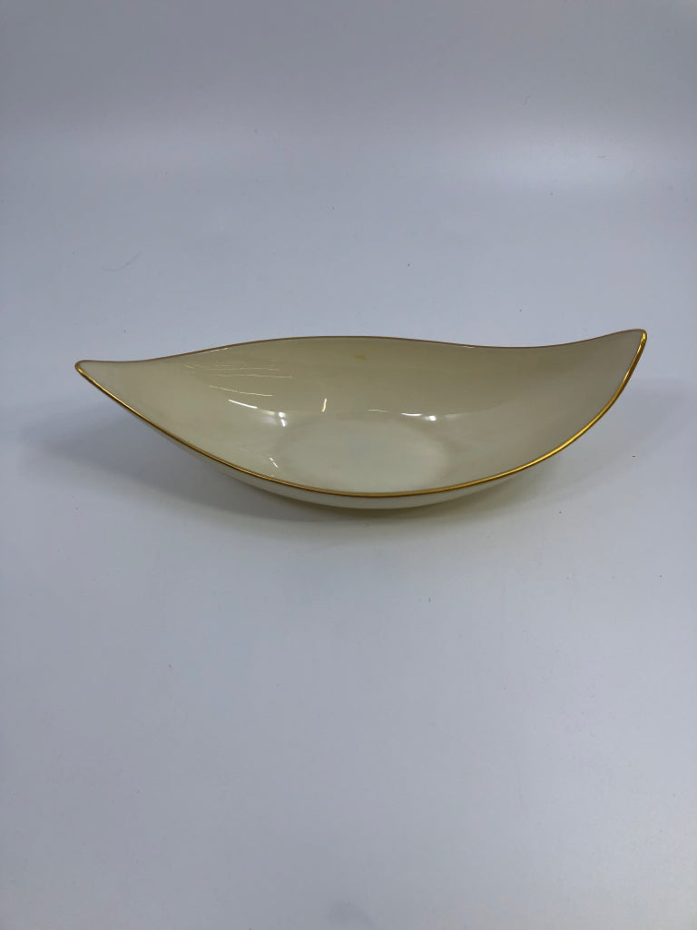 SMALL LENOX OBLONG CANOE STYLE SERVING BOWL.