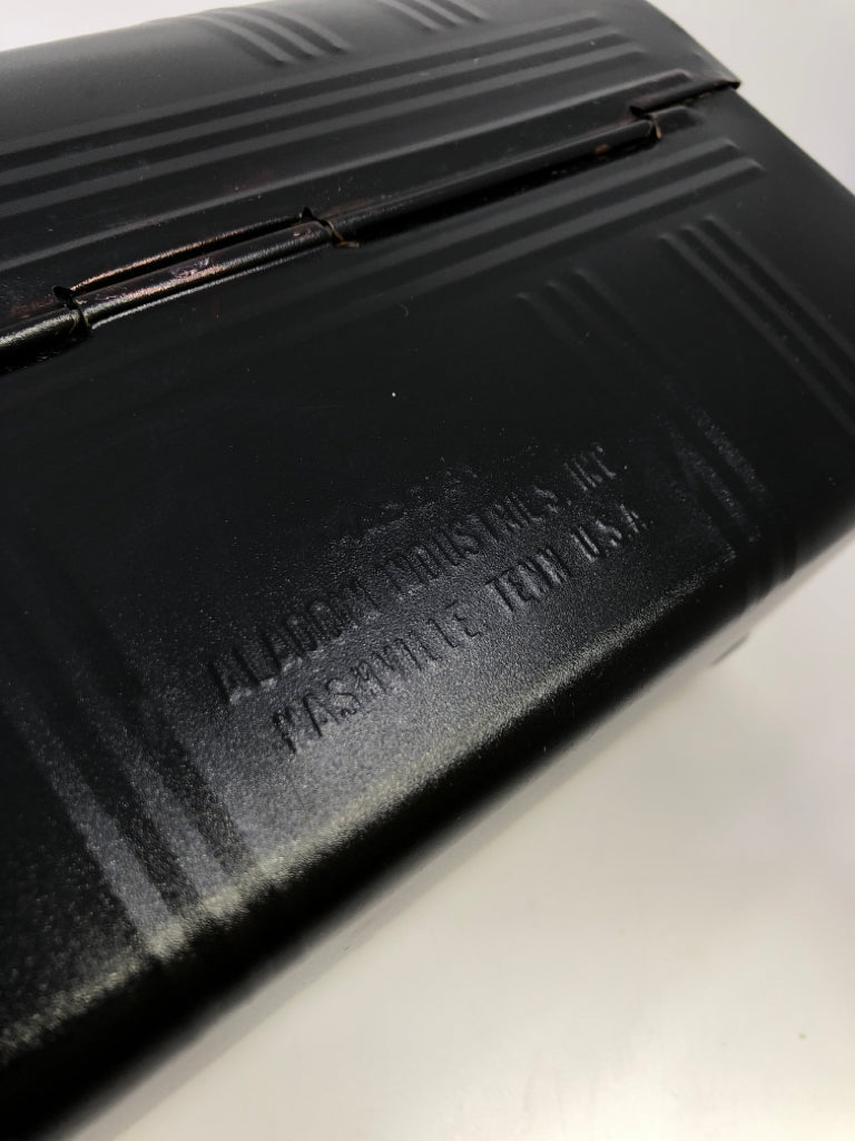 VTG BLACK METAL DOME BOX ALADDIN INDUSTRIES.