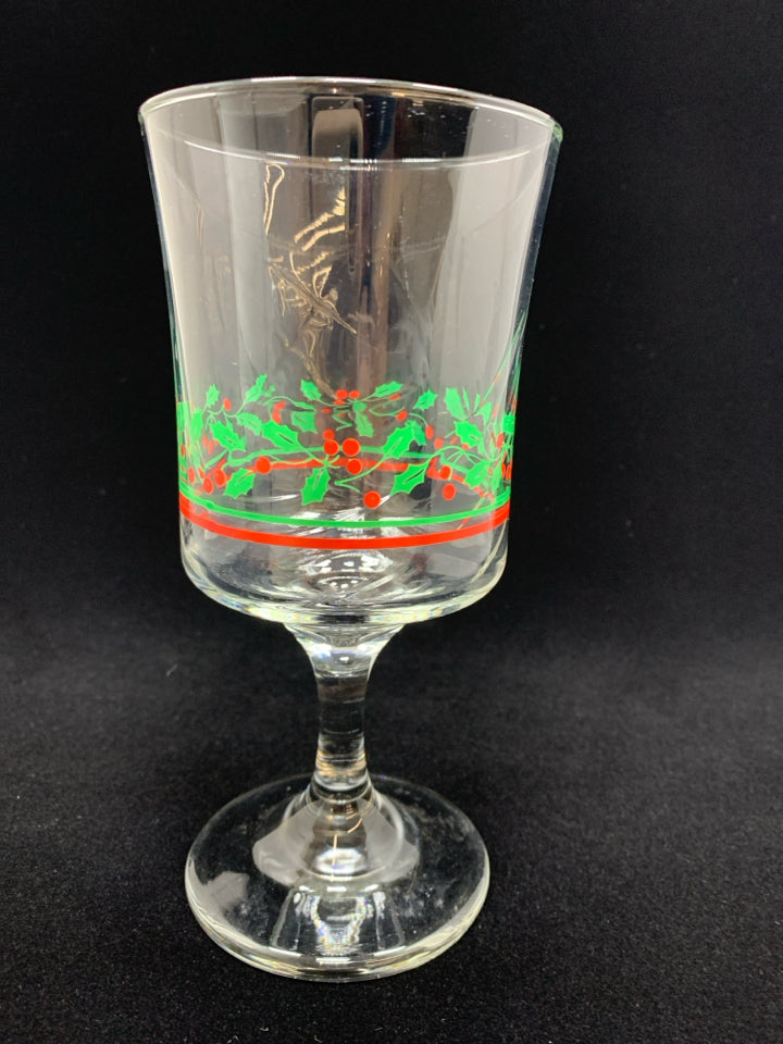 4 TALL HOLLY GOBLETS.