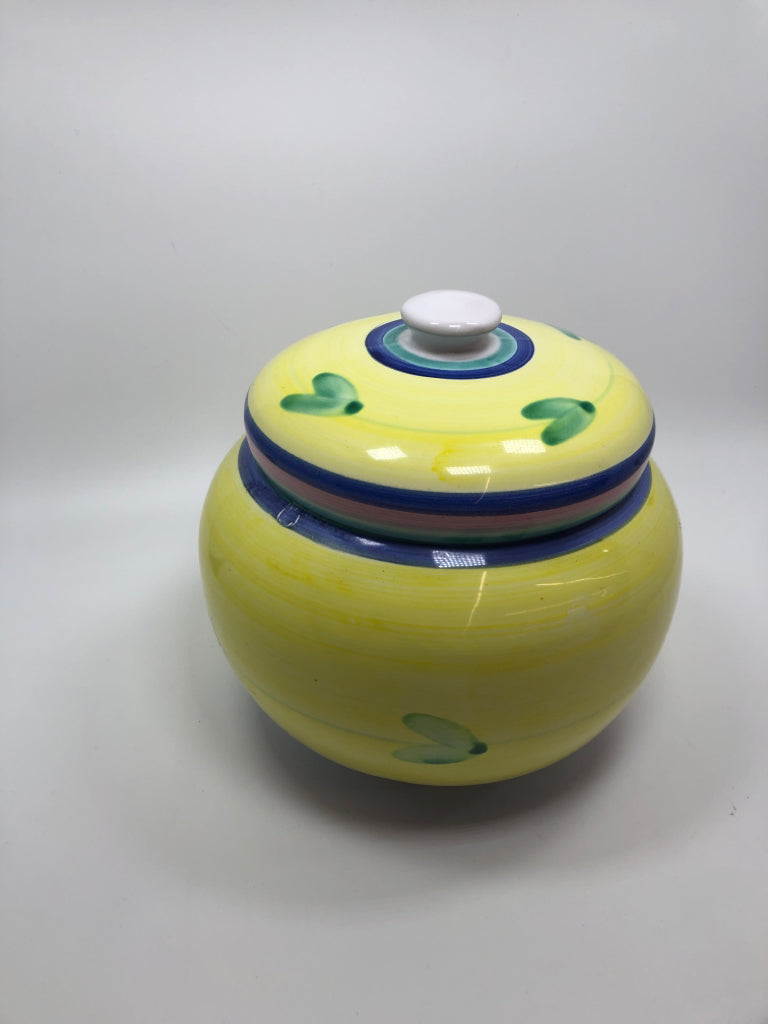 CALECA YELLOW CAROUSEL COOKIE JAR.