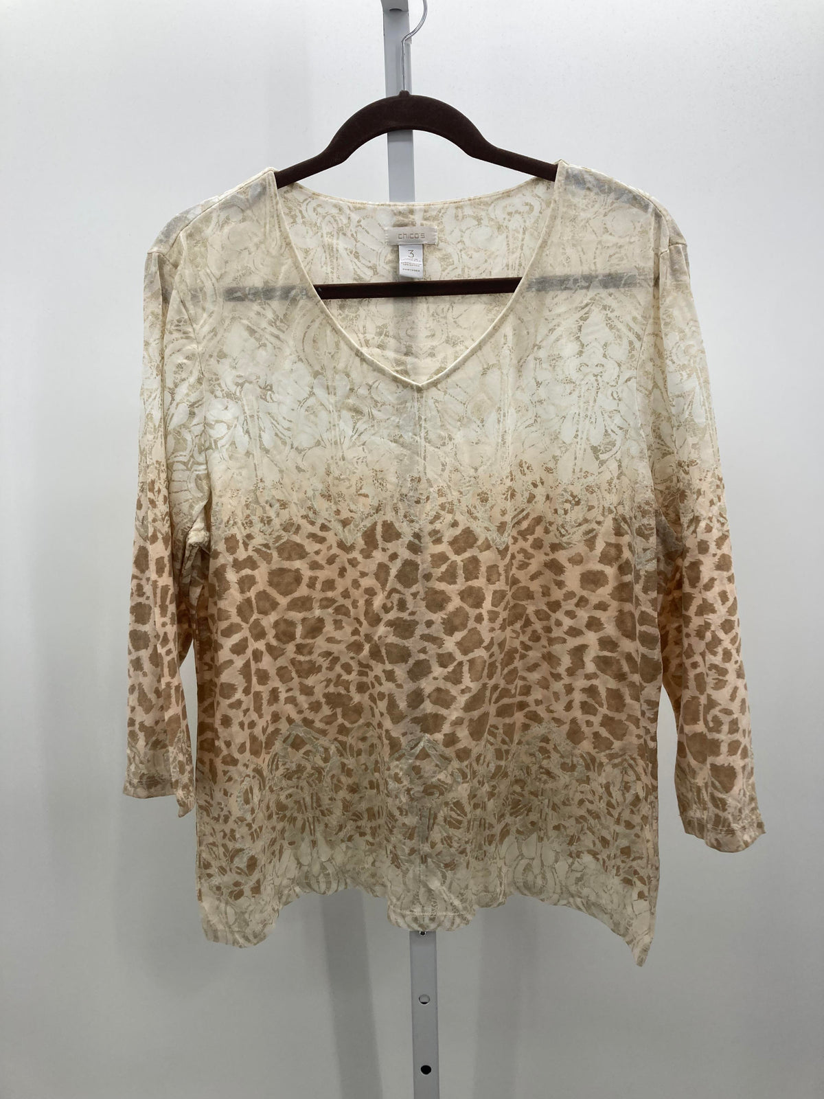 Chico's Size Large Misses 3/4 Sleeve Shirt