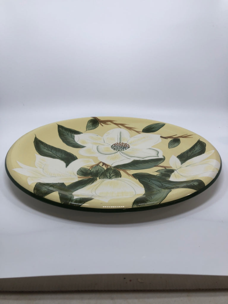 WHITE FLORAL SERVING PLATTER.