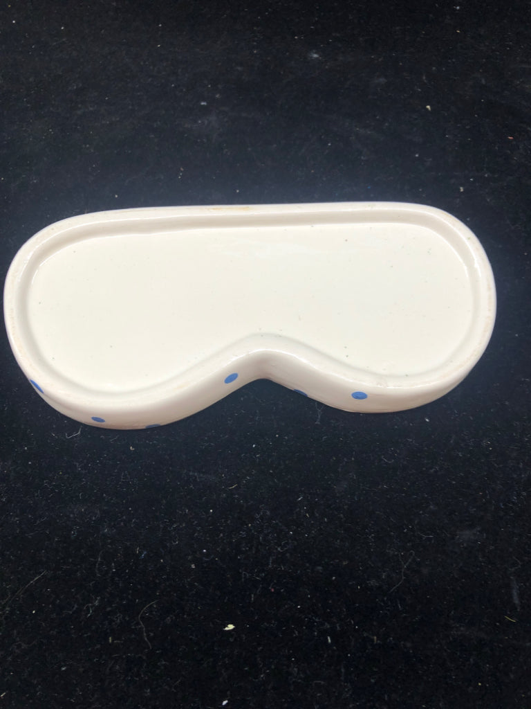 IF YOU WERE GLASSES -WHITE W BLUE FLORAL HOLDER.