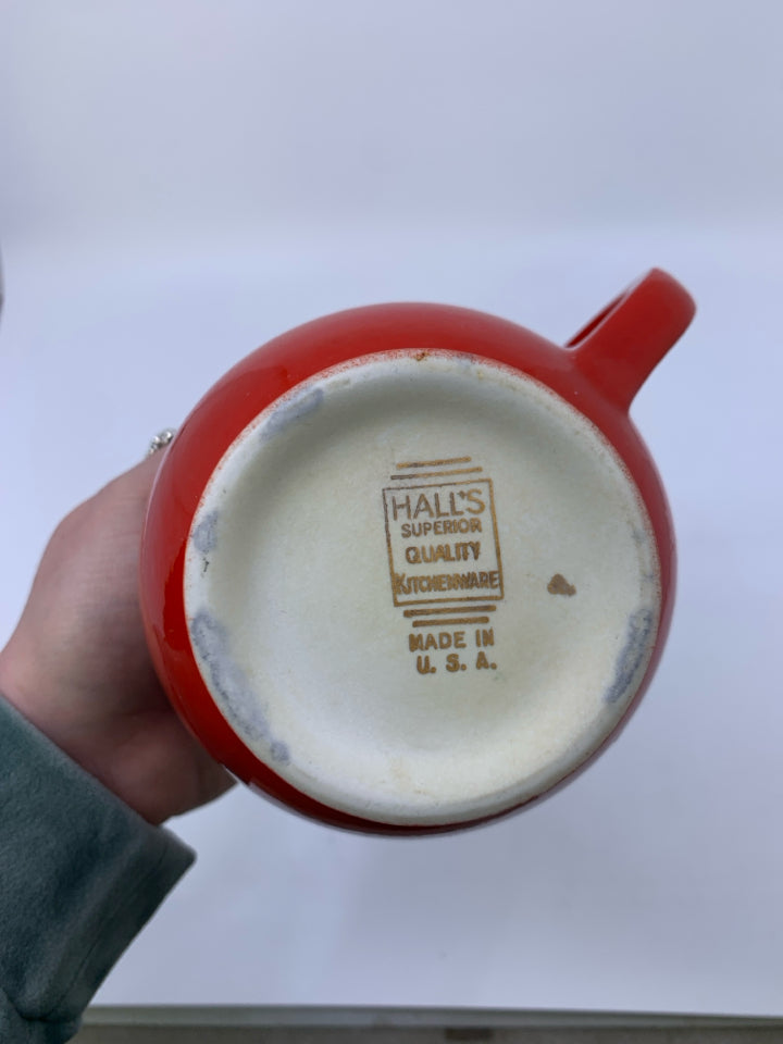 VTG RED 5 BAND PITCHER GOLD STAMPED *CHIP ON INNER SPOUT.