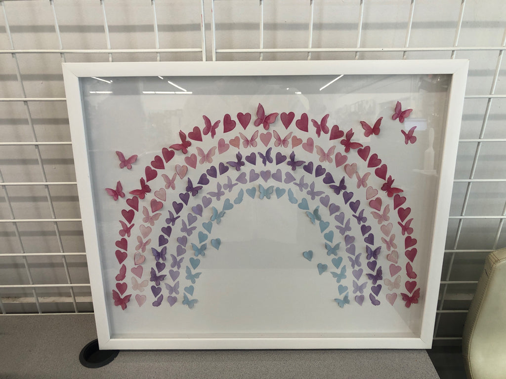 PAPER BUTTERFLY RAINBOW WALL ART.