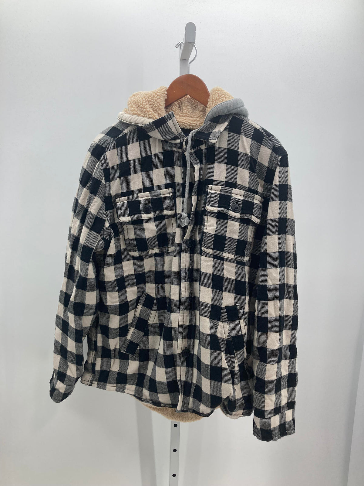 PLAID HOODED SHERPA LINED