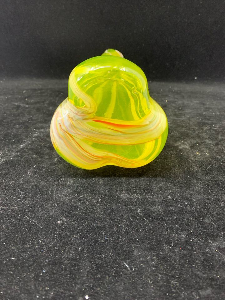 YELLOW STRIPED NARROW NECK VASE.