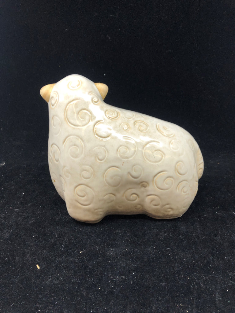 FULL TAN CERAMIC SHEEP.