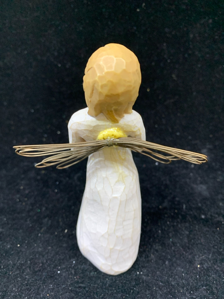 "ANGEL OF REMEMBRANCE" GIRL HOLDING GREEN LEAVES-WILLOW TREE.