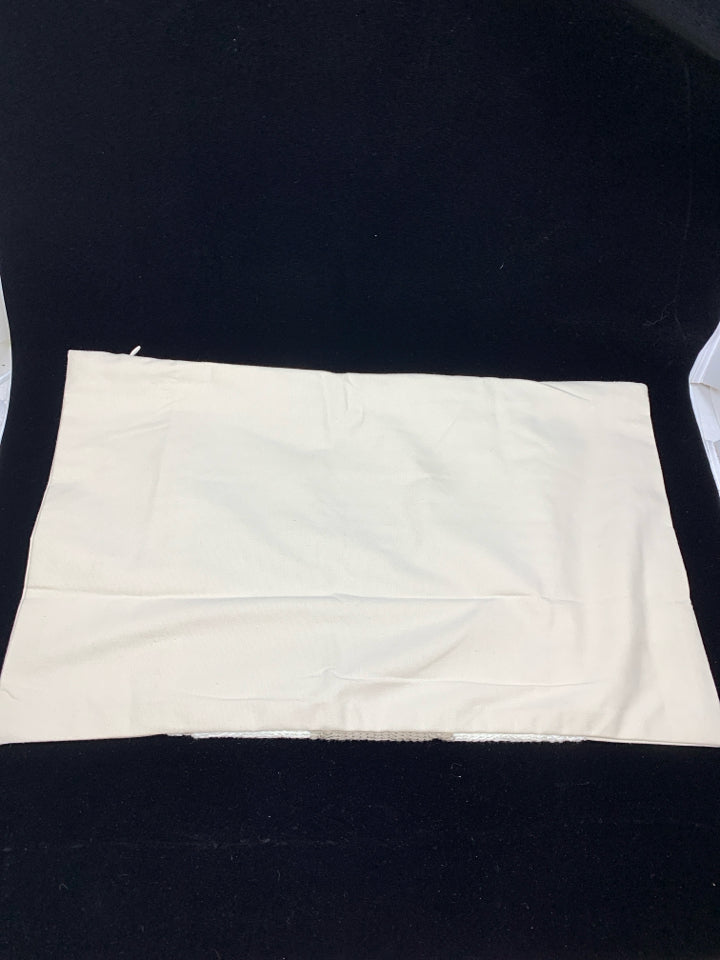 CREAM PILLOW COVER W/CREAM AND TAN KNITTING.