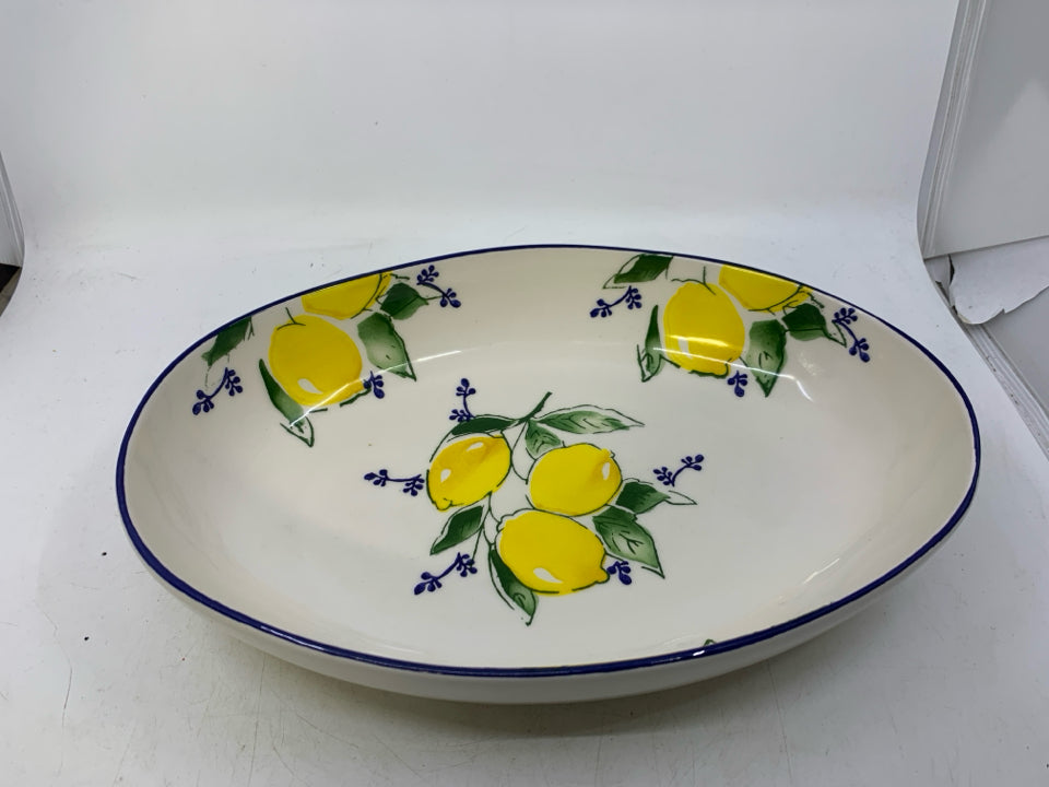 OVAL CERAMIC WHITE BOWL W/ LEMONS.