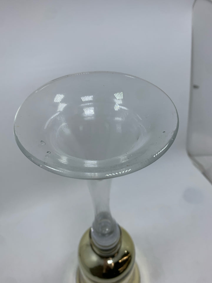 METALLIC PEDESTAL CANDLE HOLDER.