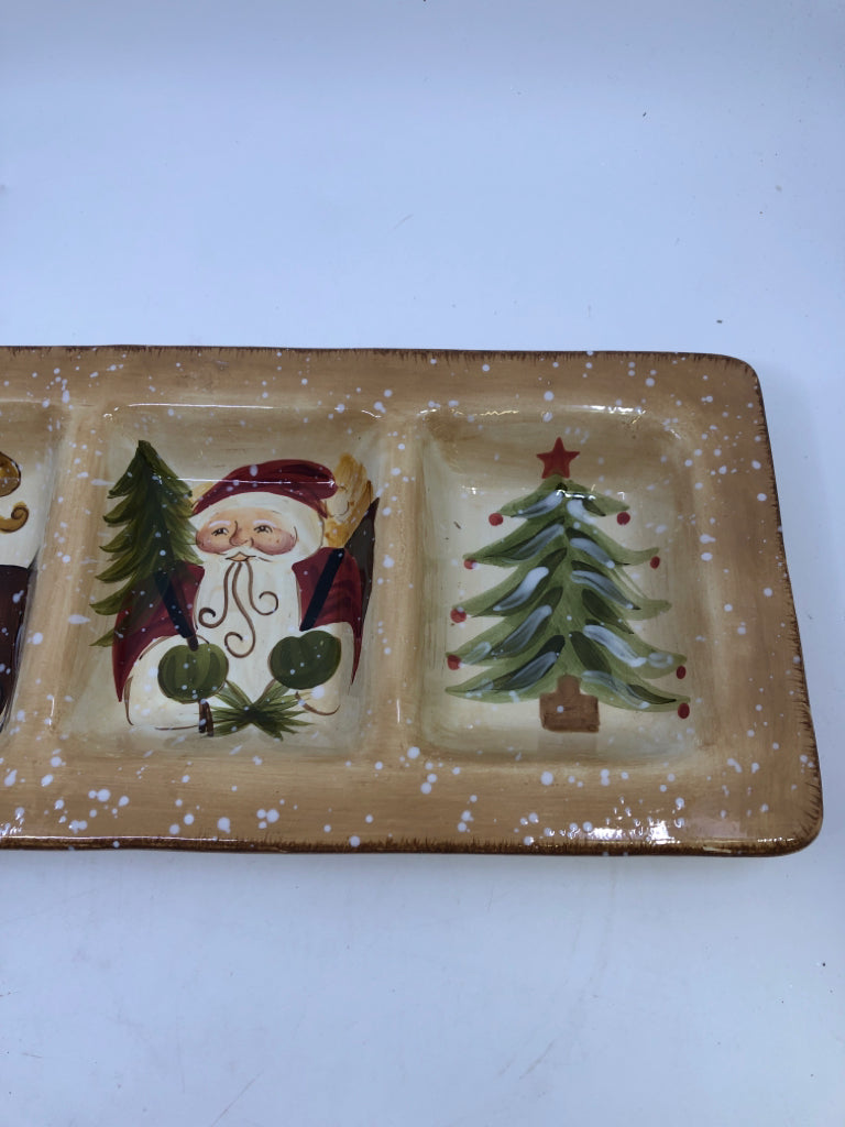 BROWN DIVIDED HOLIDAY SERVER.