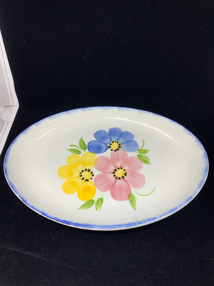 PASTEL DAISY OVAL SERVING PLATTER.