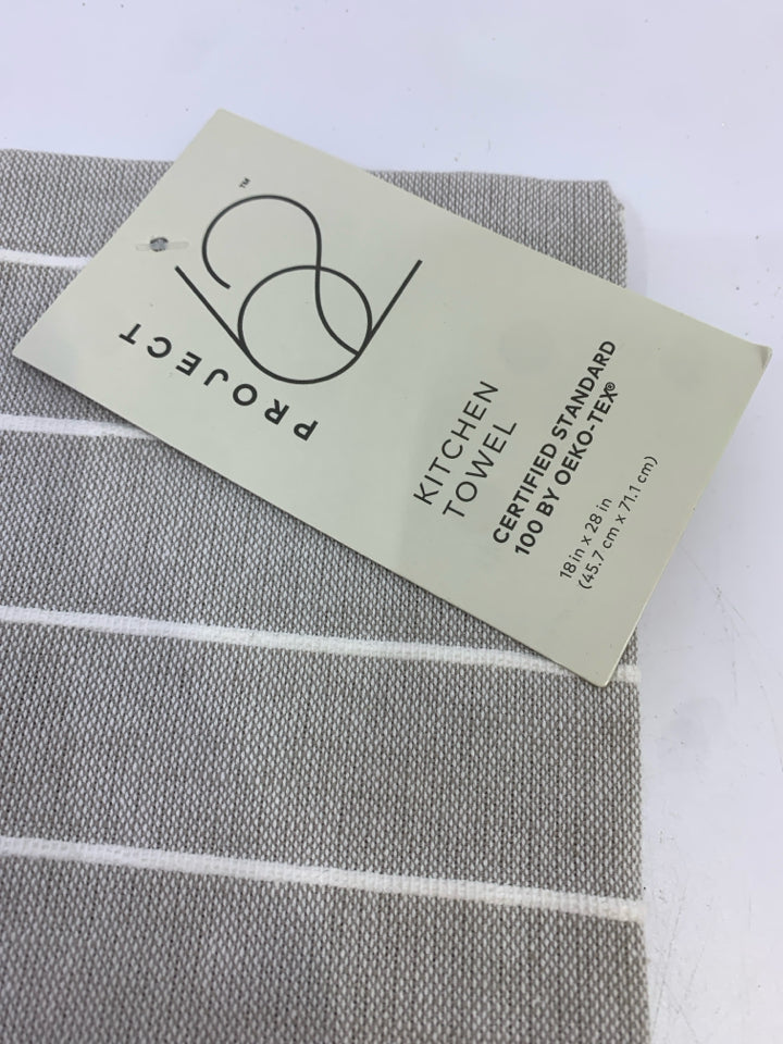GREY WHITE STRIPE KITCHEN TOWEL.
