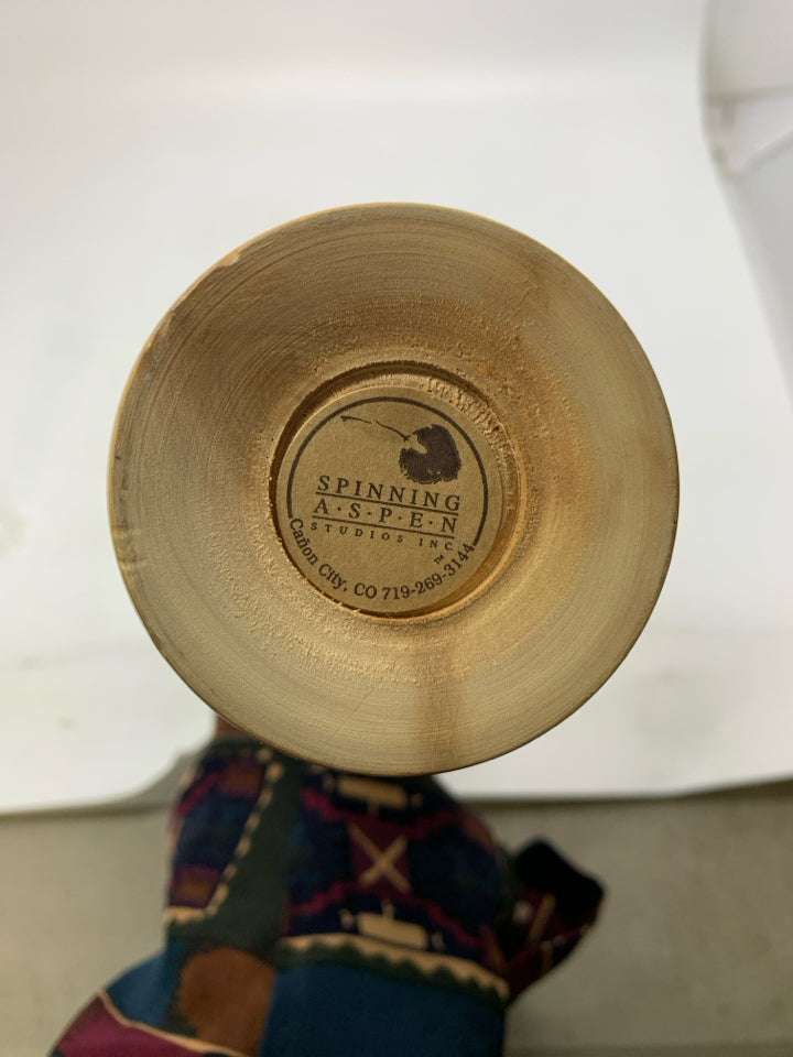 HANDCRAFTED WOOD VASE W/ GLASS INSERT SPINNING ASPEN STUDIOS.