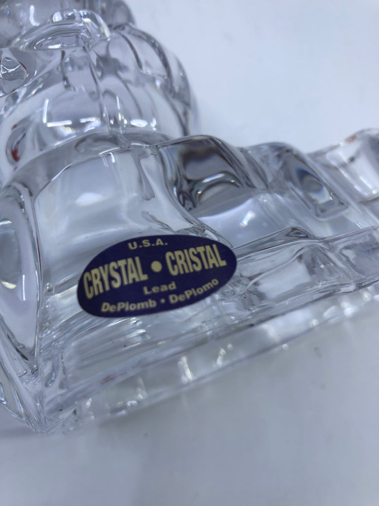 HEAVY CRYSTAL SNOWMAN VOTIVE HOLDER.