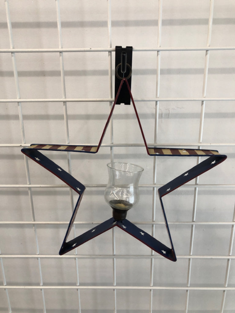 AMERICANA METAL STAR VOTIVE CANDLE HOLDER.