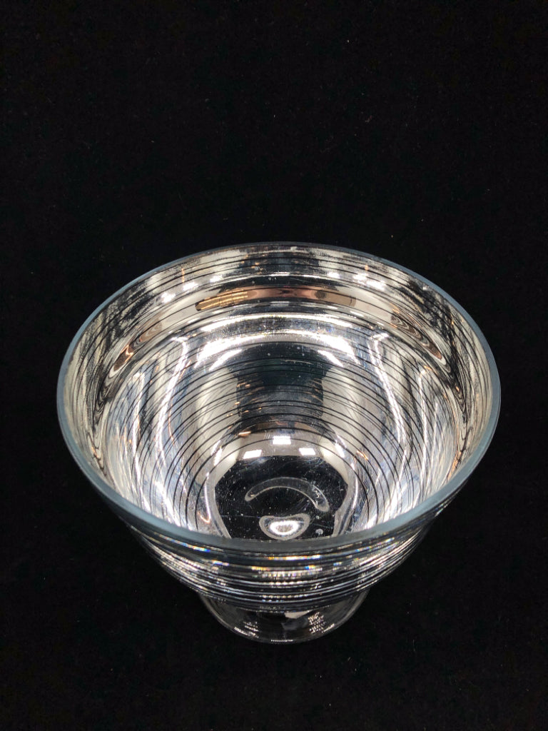 SILVER STRIPE PEDESTAL BOWL.