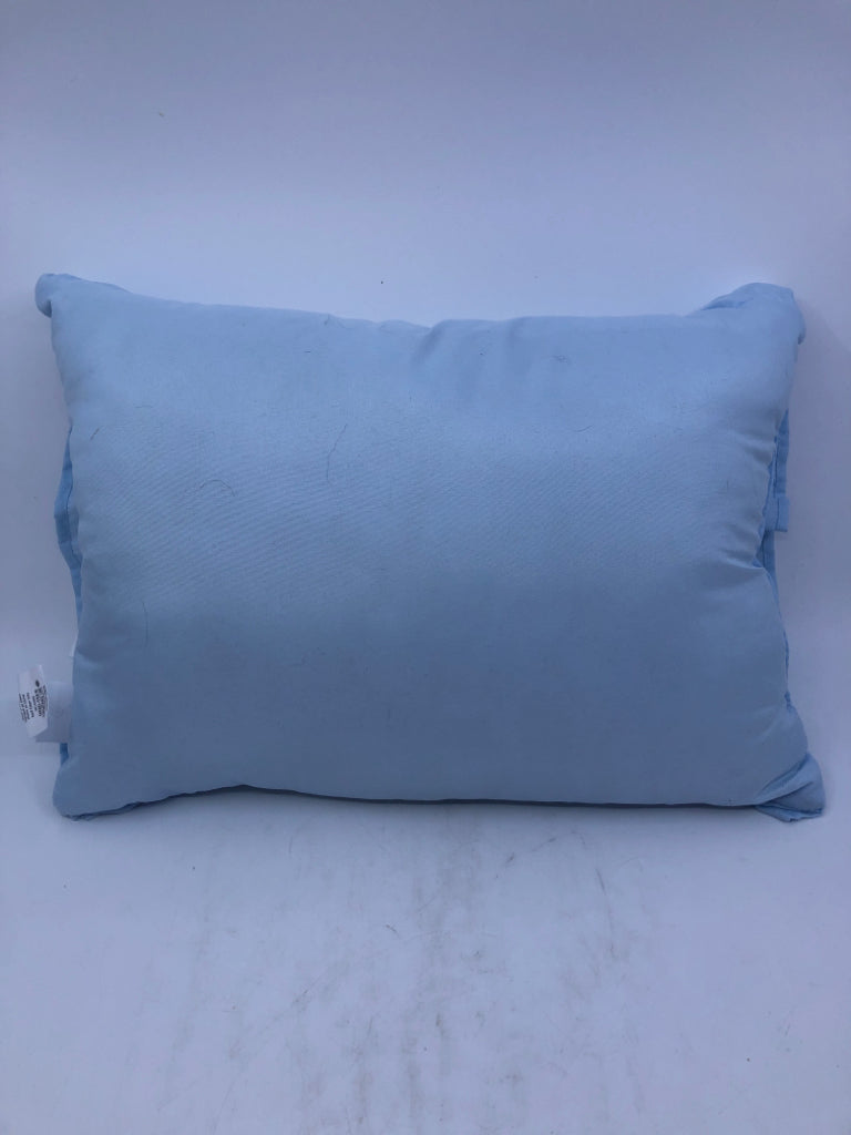 LIGHT BLUE RUFFLE RECTANGLE PILLOW.