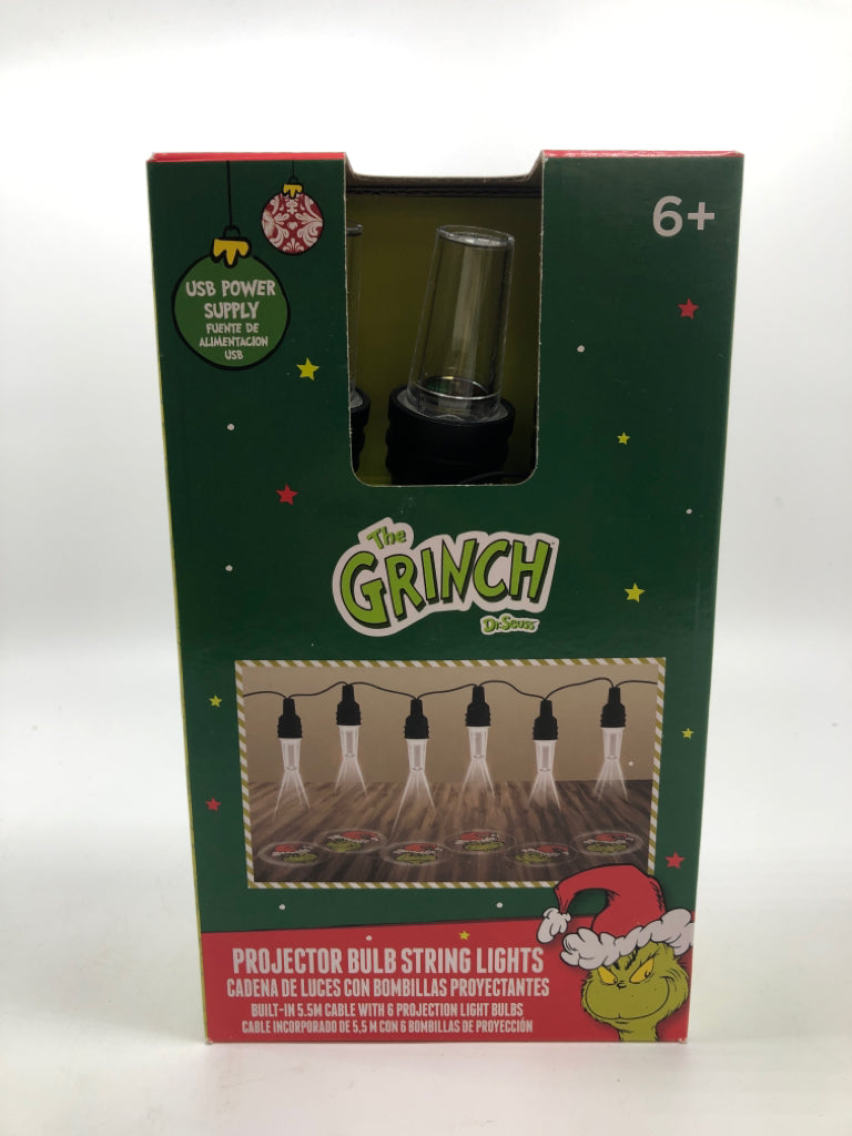 NIB GRINCH PROJECTOR BULB STRING LIGHTS.