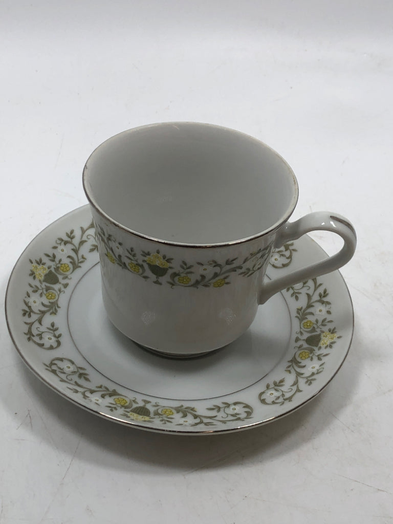 VTG YELLOW FLOWER STERLING TEACUP/SAUCER.