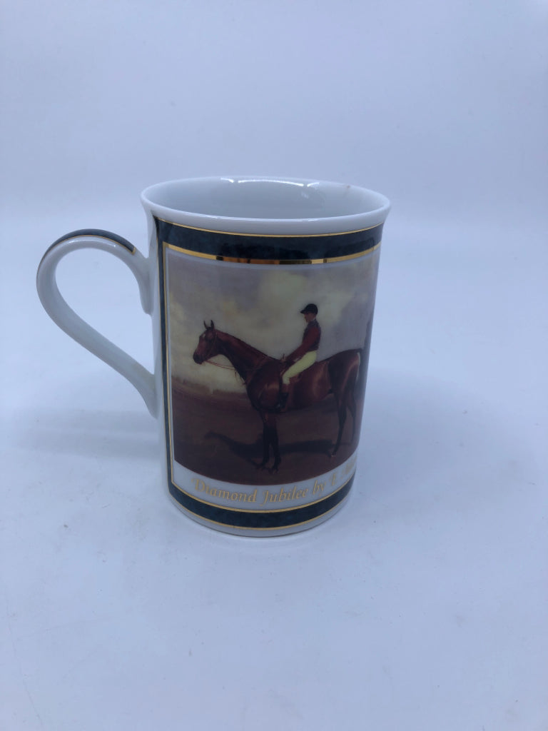 MAN RIDING HORSE MUG- CLOVERLEAF.