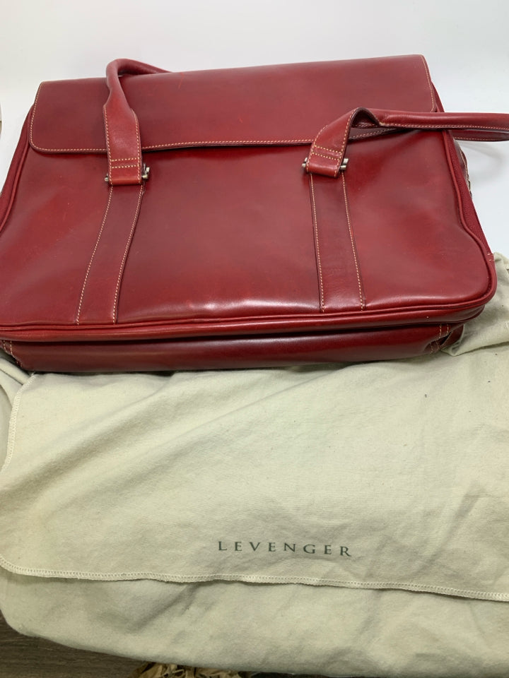 Levenger Leather Briefcase Tote w/ Dust Bag