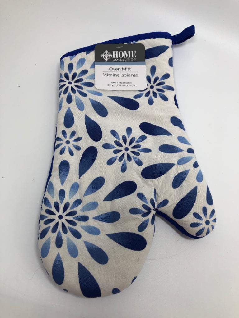 NWT BLUE FLORAL OVEN MIT.