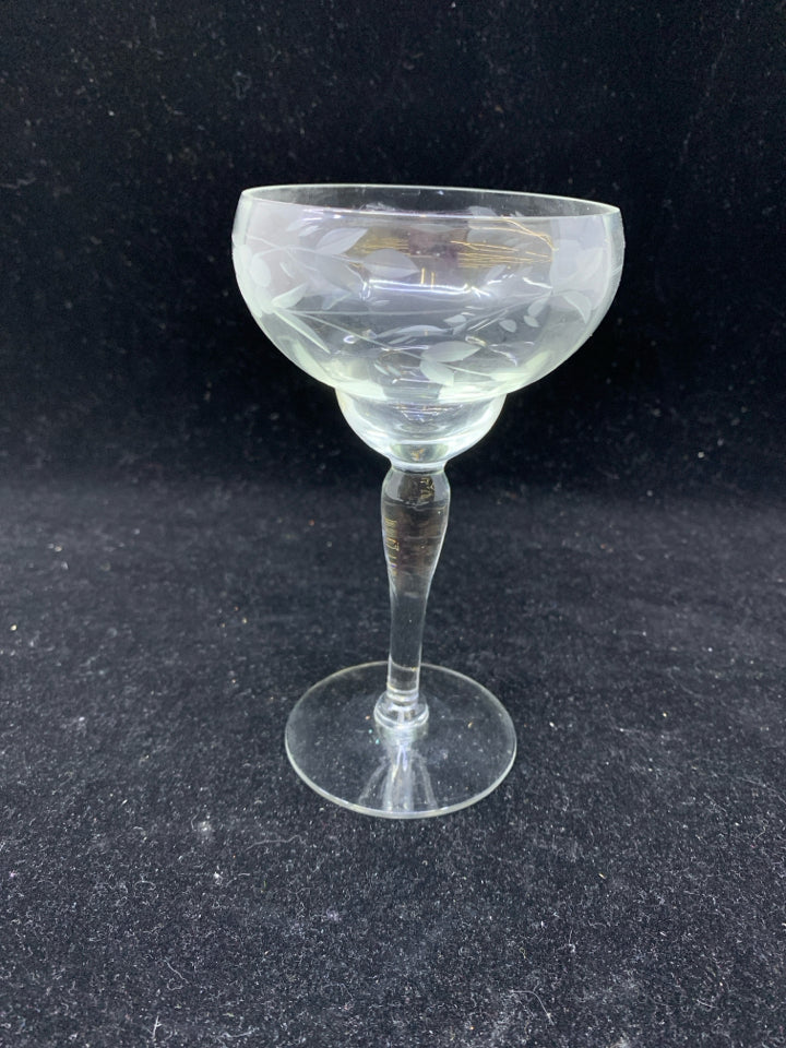 6 PRINCESS HOUSE MINI ETCHED MARGARITA GLASSES.