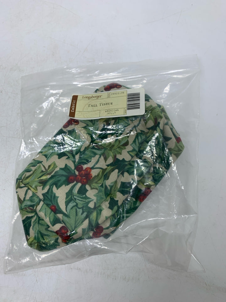 LONGABERGER AMERICAN HOLLY TALL TISSUE LINER IN BAG.
