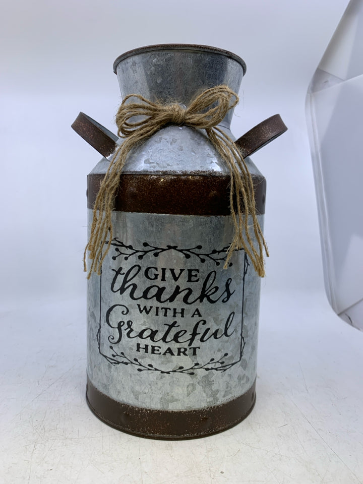 GIVE THANKS- MILK CAN STYLE VASE.
