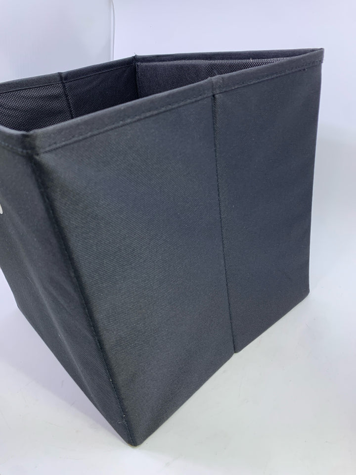 BLACK CANVAS FABRIC STORAGE BIN.