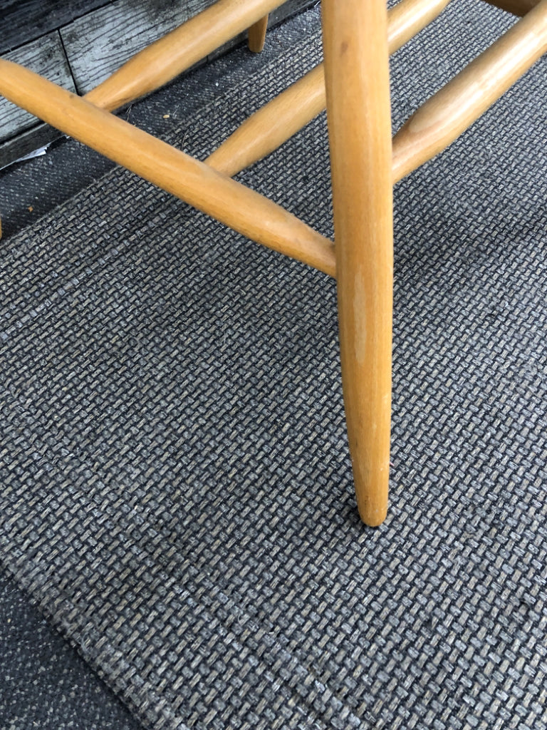 2 WOODEN ROUND BACK CHAIRS.