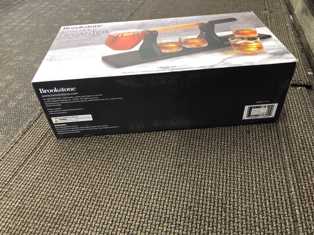 NIB BROOKSTONE 19TH HOLE DECANTER.
