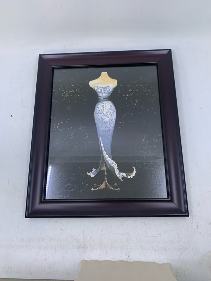 DRESS FORM W/ BLUE DRESS & SCRIPT.