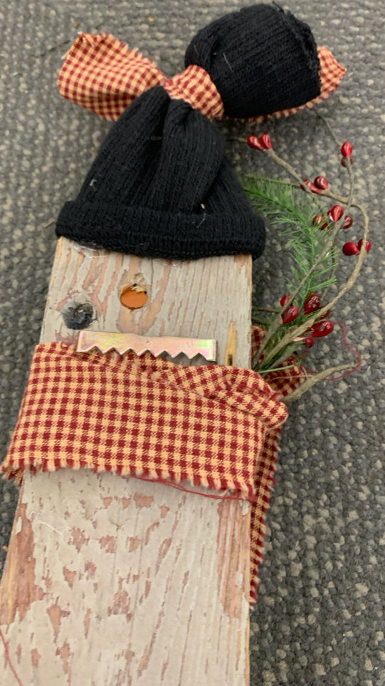 PRIMITIVE SNOWMAN HANGING.