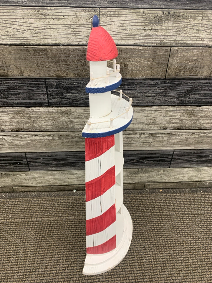 WOOD LIGHTHOUSE WALL SHELF.