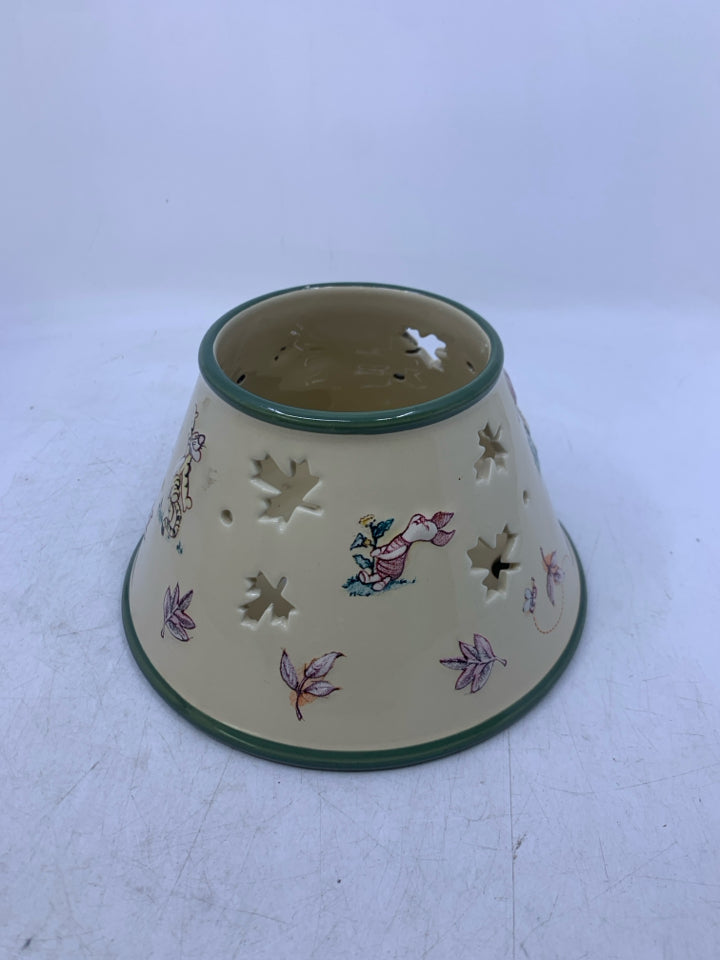 WINNIE THE POOH CANDLE SHADE W/ ALL CHARACTERS PIERCED MAPLE LEAVES.