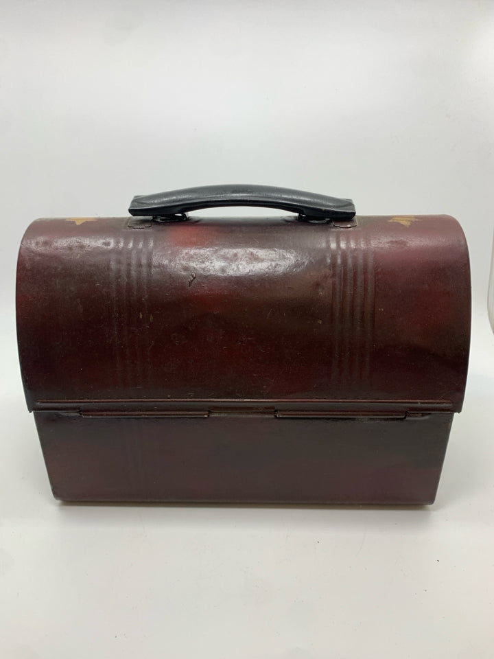 PRIMITIVE RED TIN "LUNCH" LUNCH BOX.