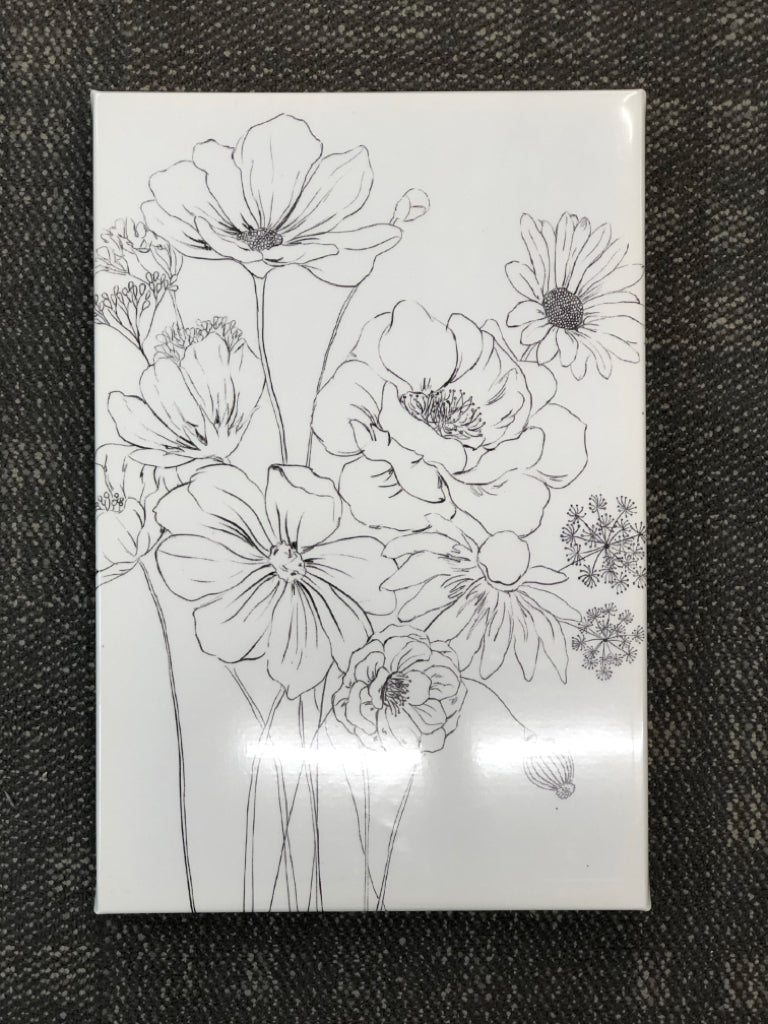 BLACK OUTLINE FLORAL BOUQUET CANVAS.
