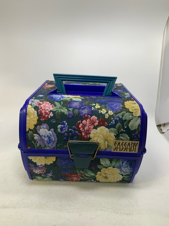 VTG SASSABY FLORAL MAKEUP CASE ORGANIZER STORAGE.