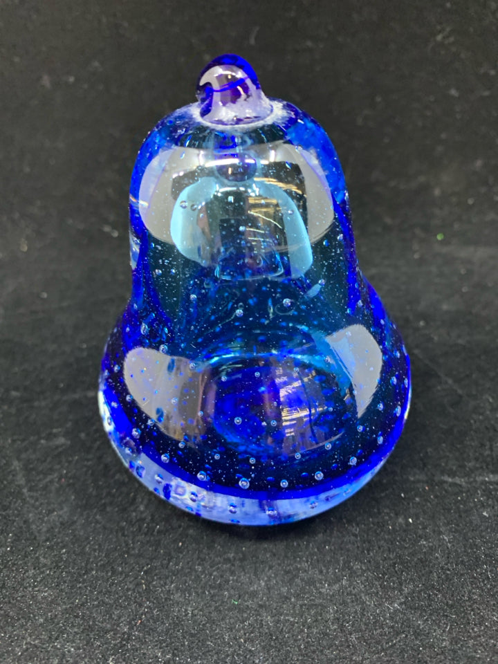 BLUE BUBBLE GLASS PEAR.