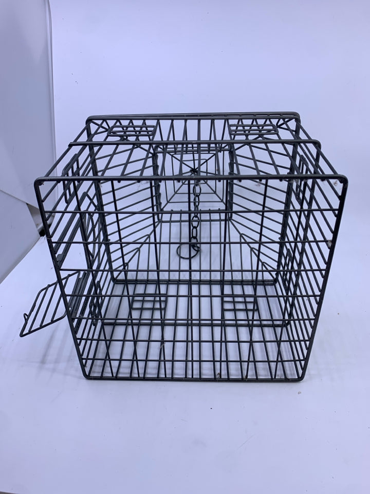 GREY METAL HANGING DECOR BIRDCAGE.