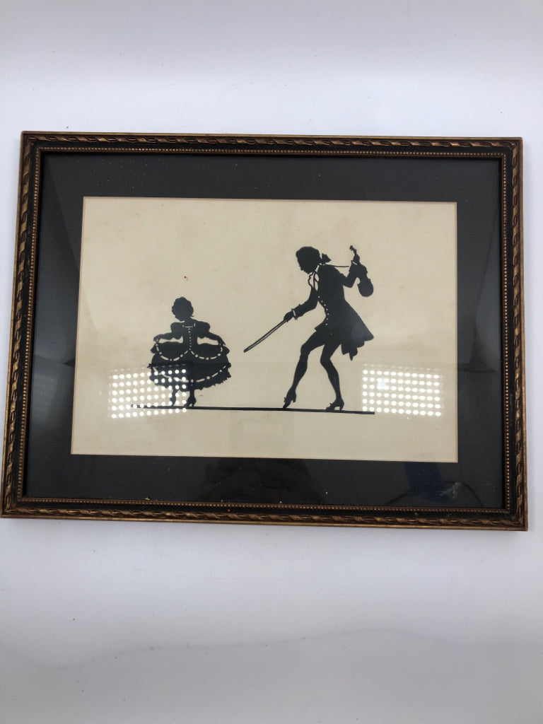 VTG FRAMED SILHOUETTE VICTORIAN PRINT.