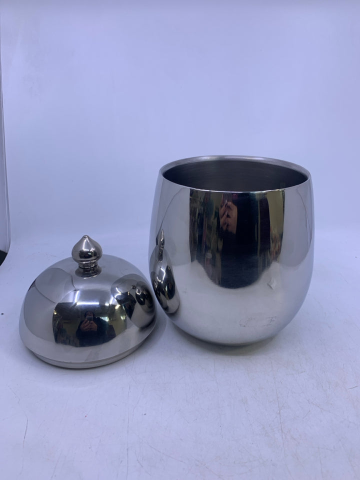 SILVER METAL ICE BUCKET BEAN SHAPE ISAAC MIZRAHI.