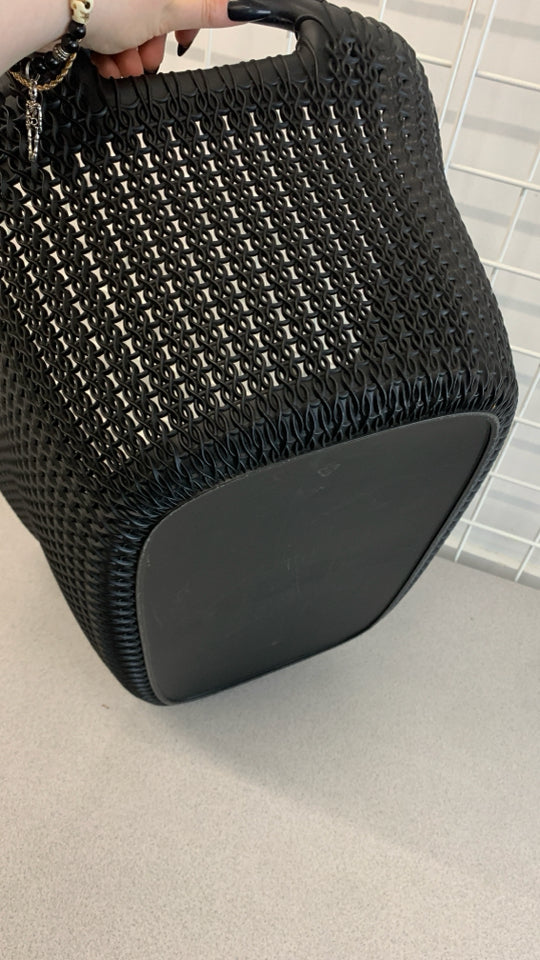 STURDY BLACK PLASTIC BIN.