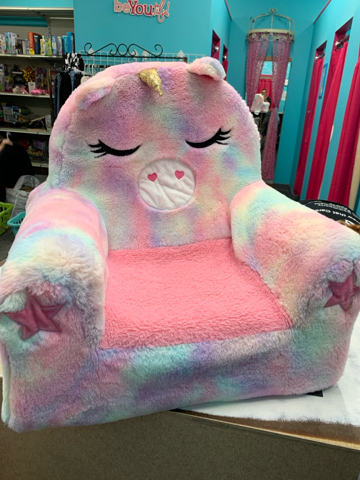 UNICORN PLUSH RAINBOW TIE-DYE CHAIR