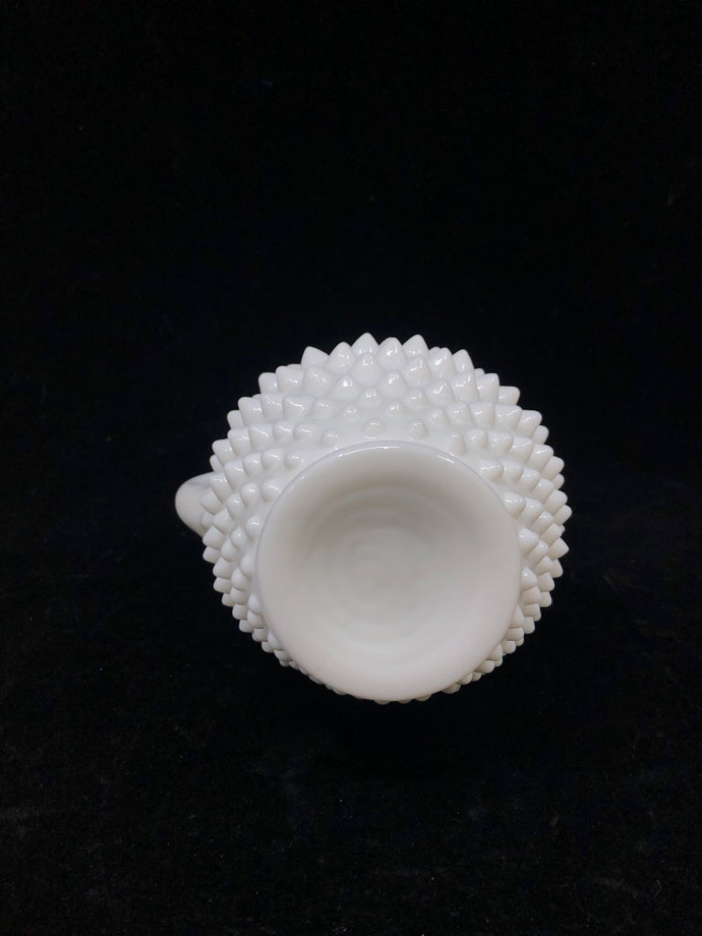 VTG HOBNAIL MILK GLASS PITCHER.