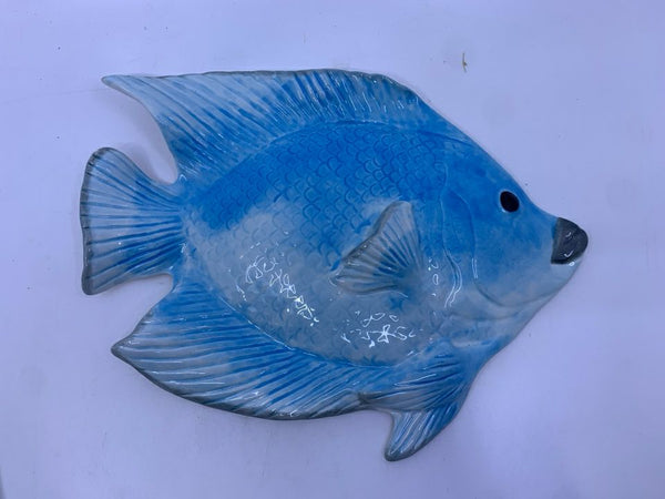 BLUE CERAMIC FISH WALL HANGING.